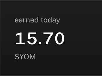 Zoom on the earned today stat card showing 15.70 YOM